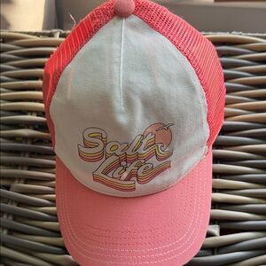 Salt Life Coral and White Trucker Hat